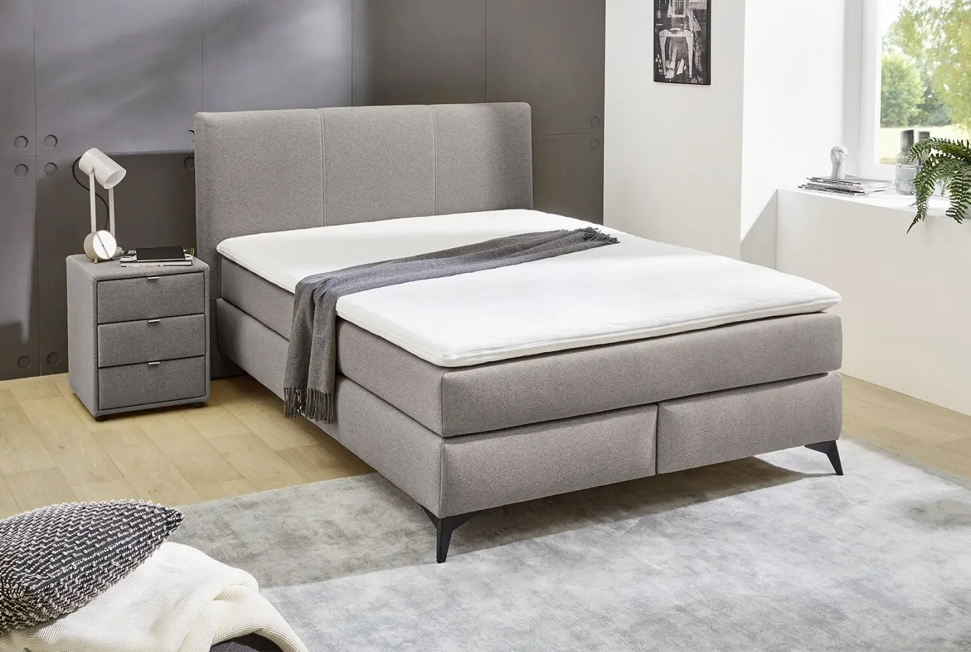 Boxspringbett Alva grau 140 x 200 cm
