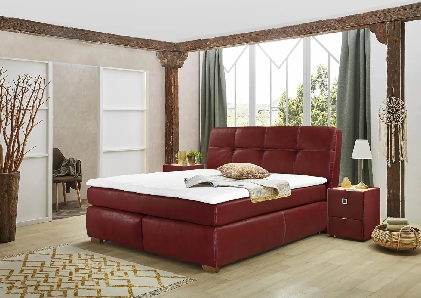 Boxspringbett Chiara Mix 180 x 200 cm rot