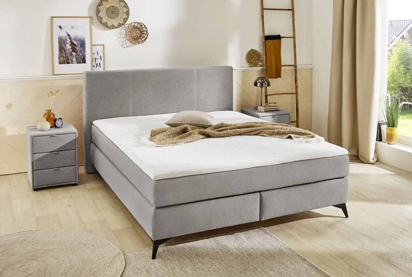 Boxspringbett Alva 160 x 200 cm grau