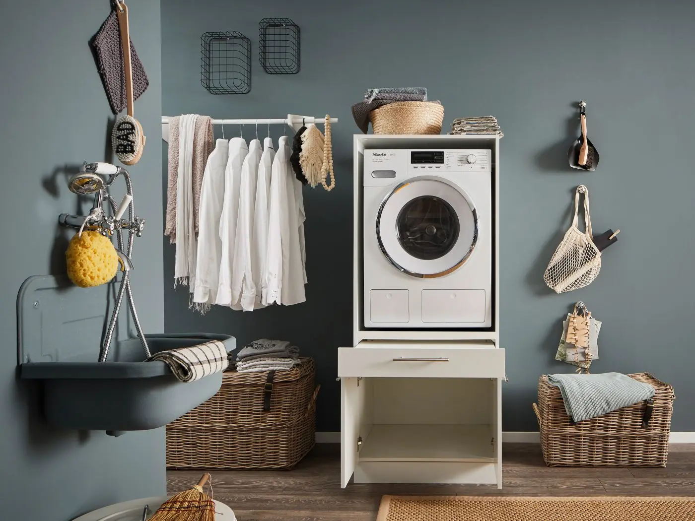 Waschmaschinenschrank Laundreezy weiß