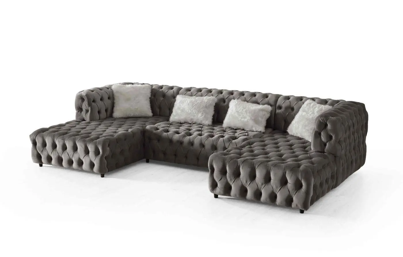 Wohnlandschaft Valentino Chesterfieldsteppung Mikrofaserbezug