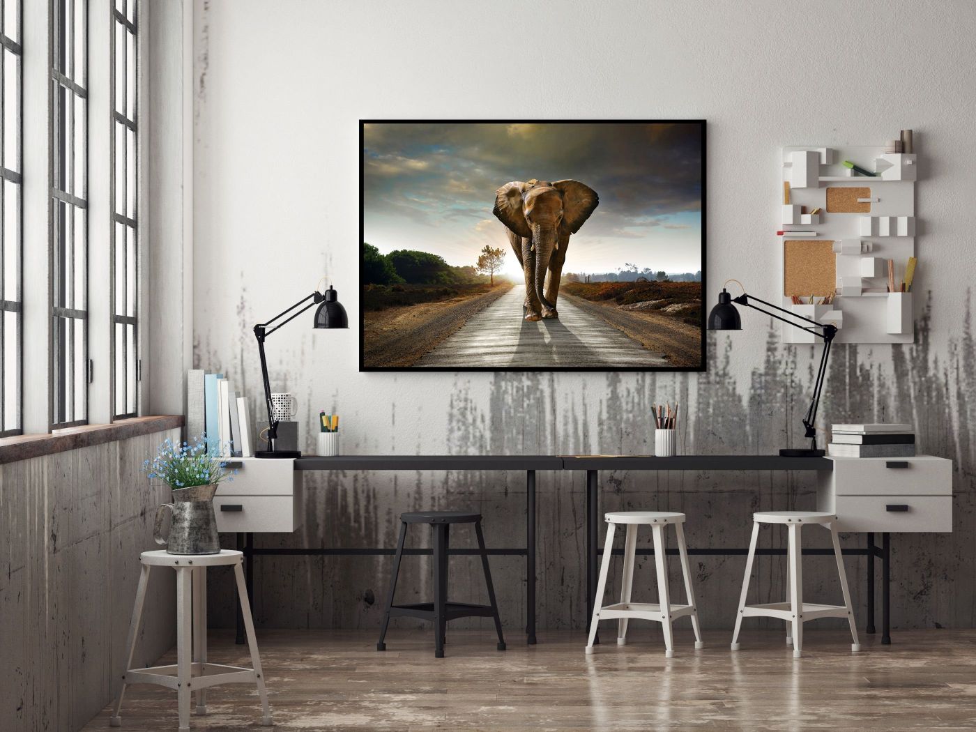 Bild gerahmt Taira Elefant 100 x 140