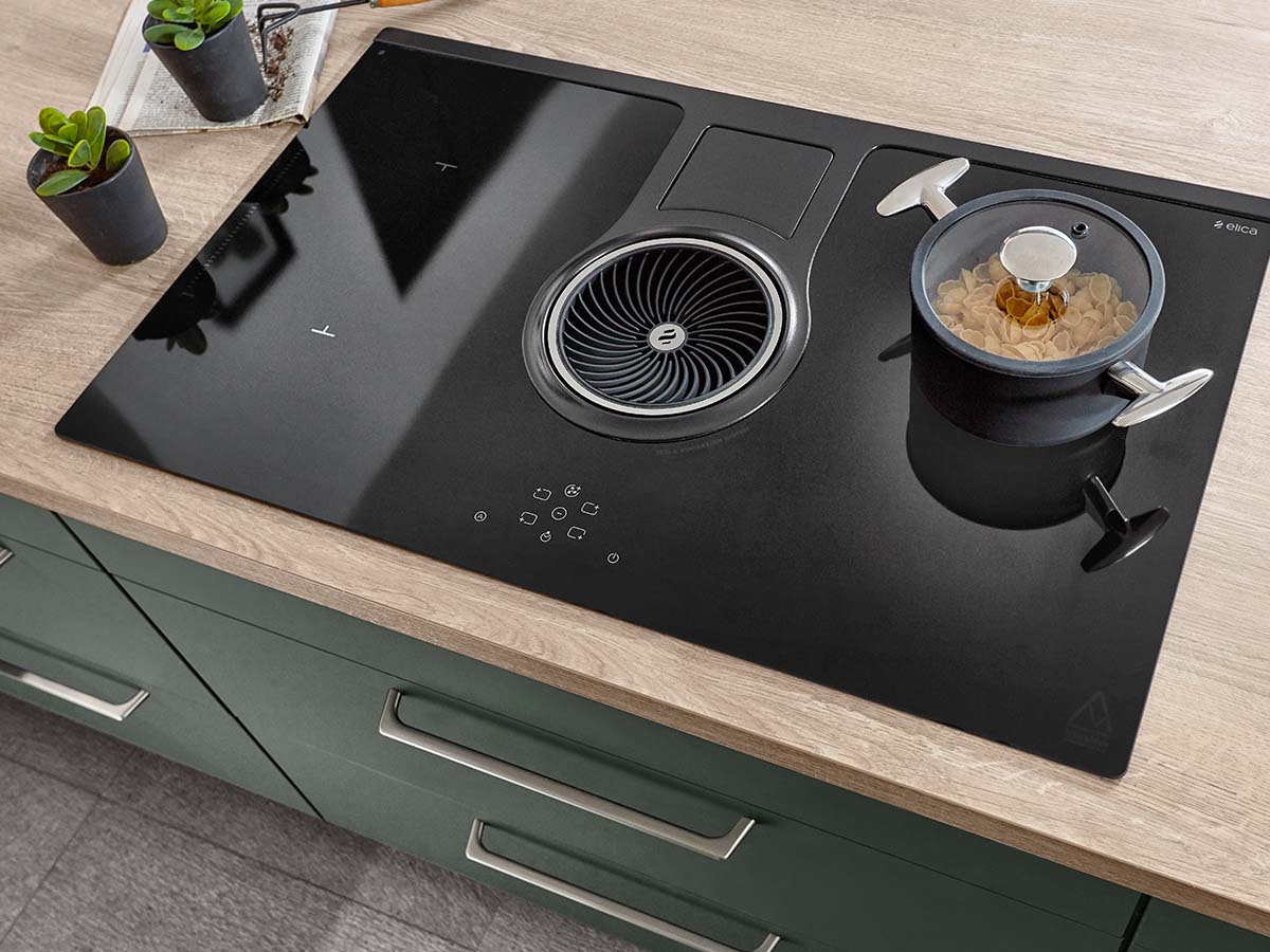 Nobilia Easytouch 964 Küche Mineralgrün Ultramatt Herdplatte Dunstabzug
