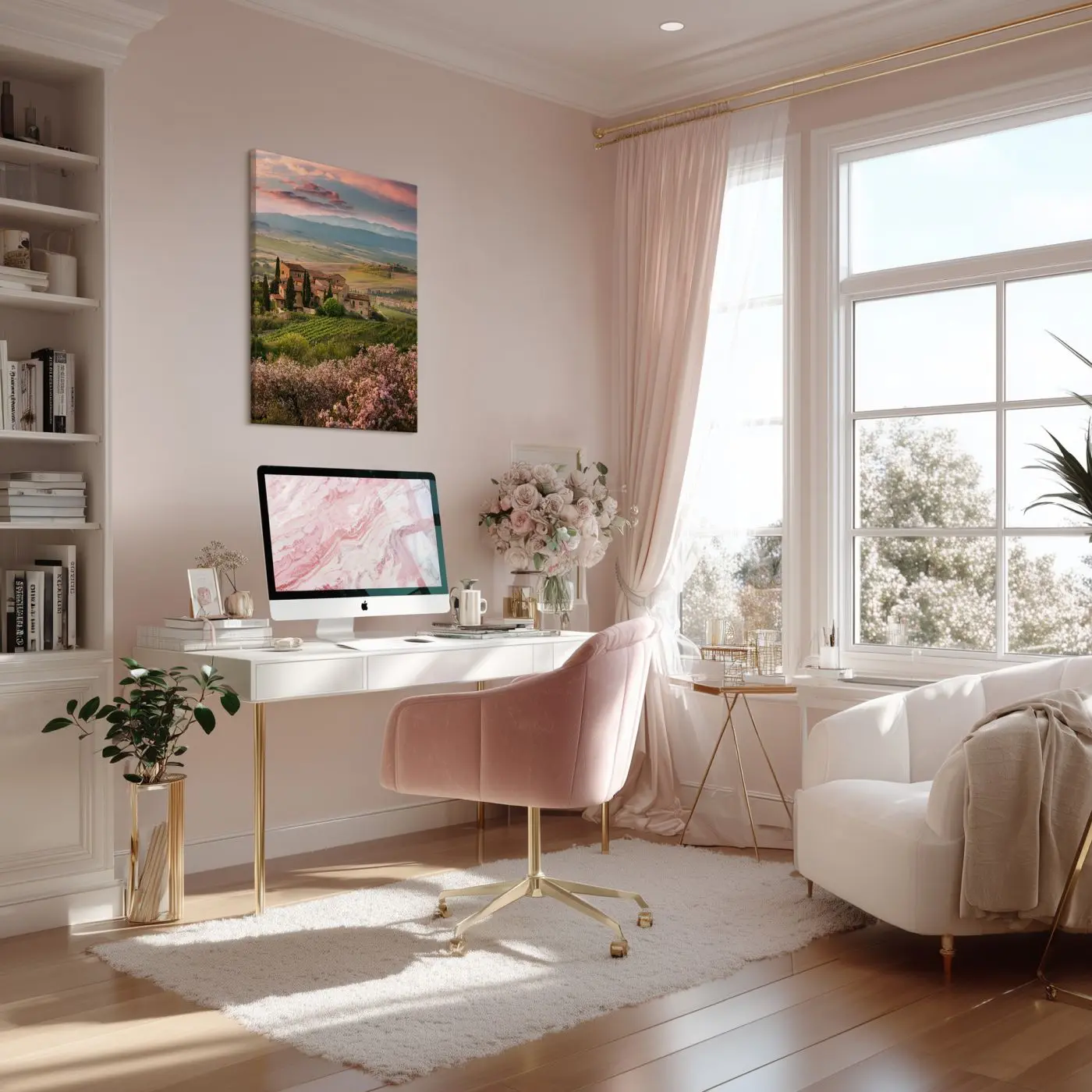Leinwandbild Pink Tuscany 60 x 80 cm