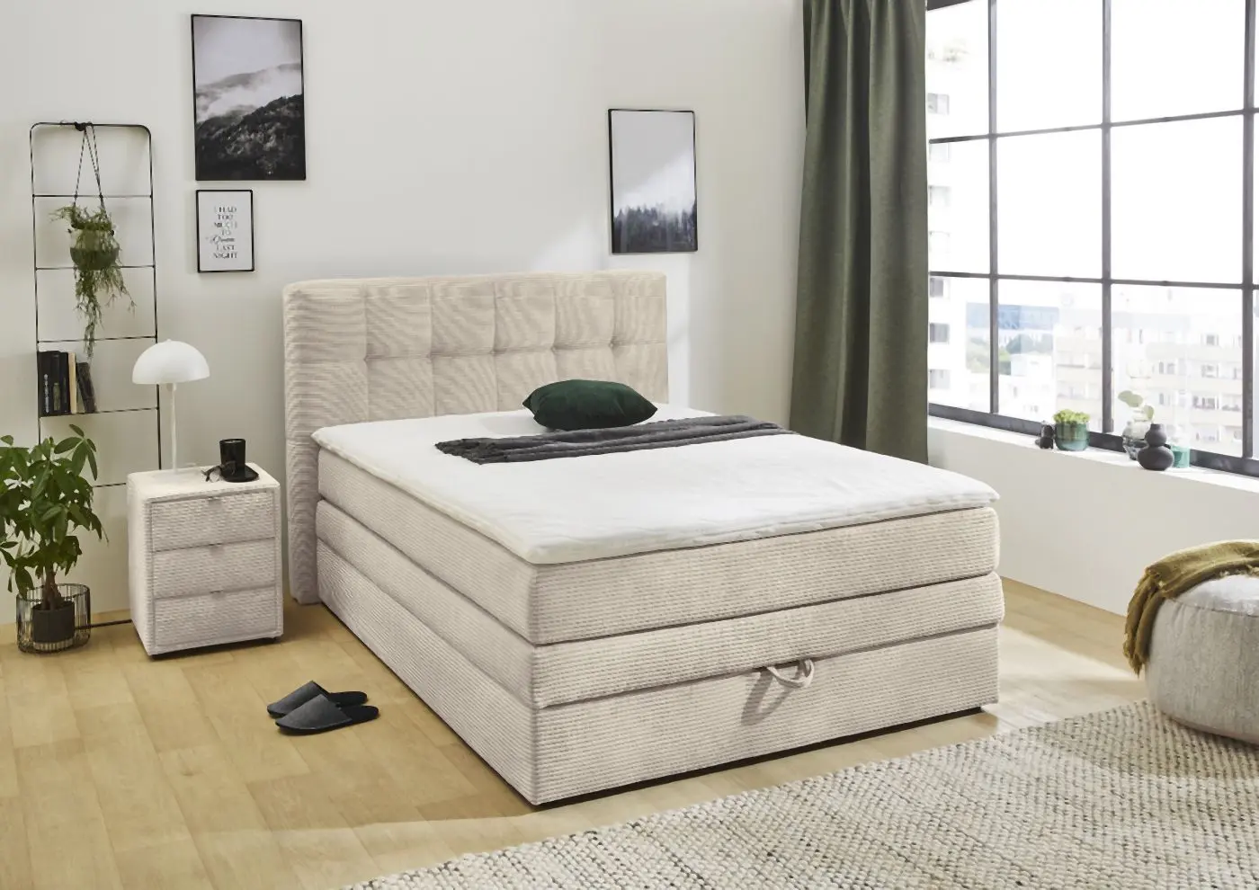 Boxspringbett Amy 140 x 200 cm Cord beige