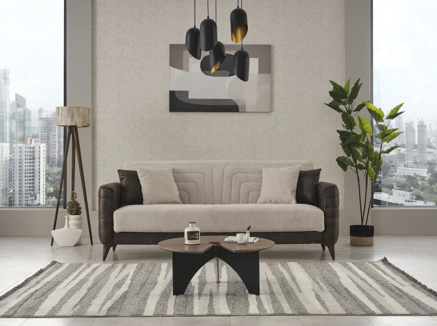 3-Sitzer Alaska braun / beige