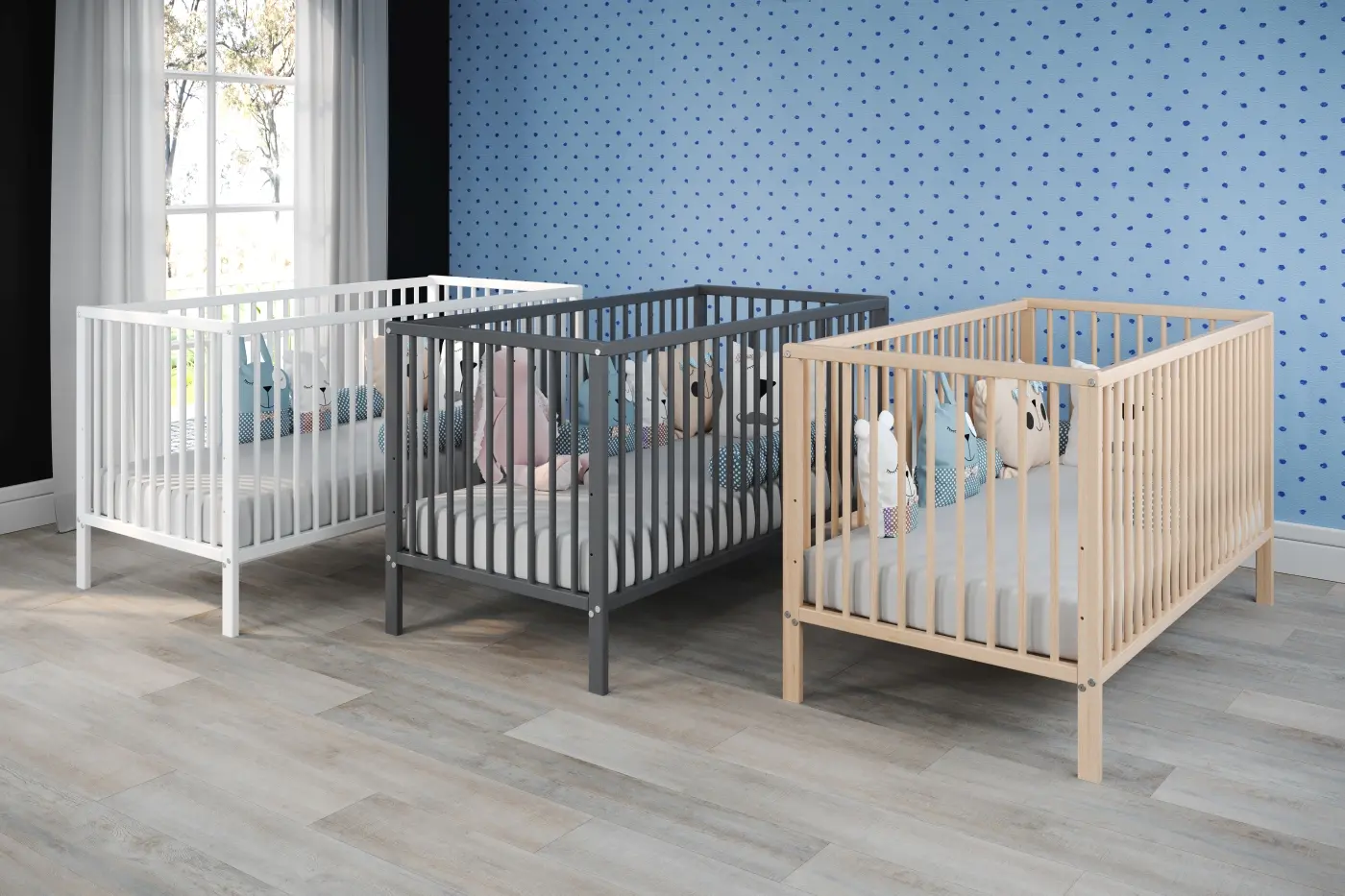 Babybett Universal in grau