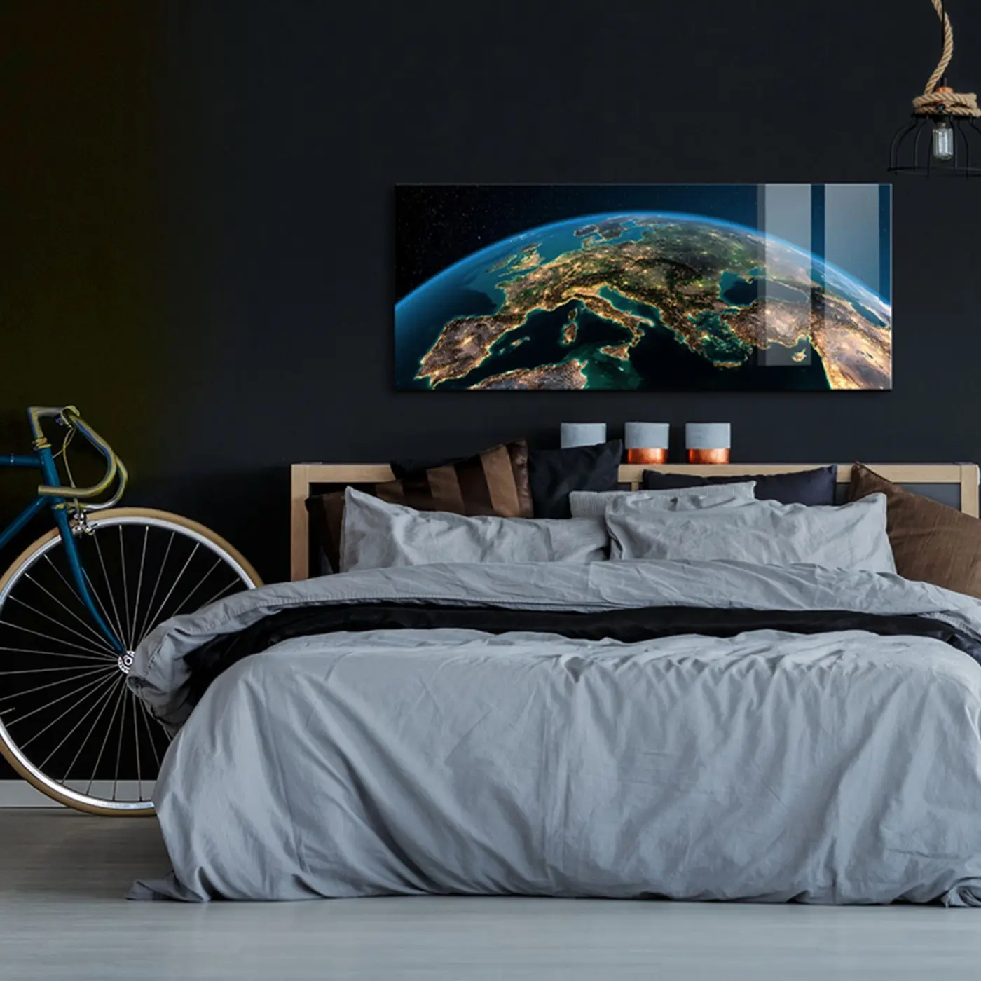 Glasbild Globe Metallic 50 x 125 cm