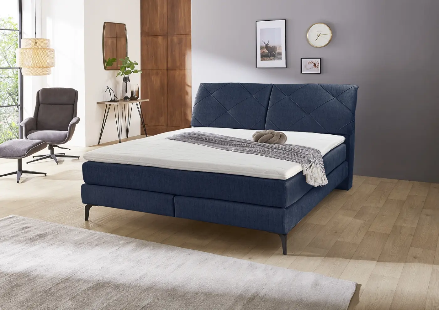 Boxspringbett Vivien Max 180 x 200 cm blau