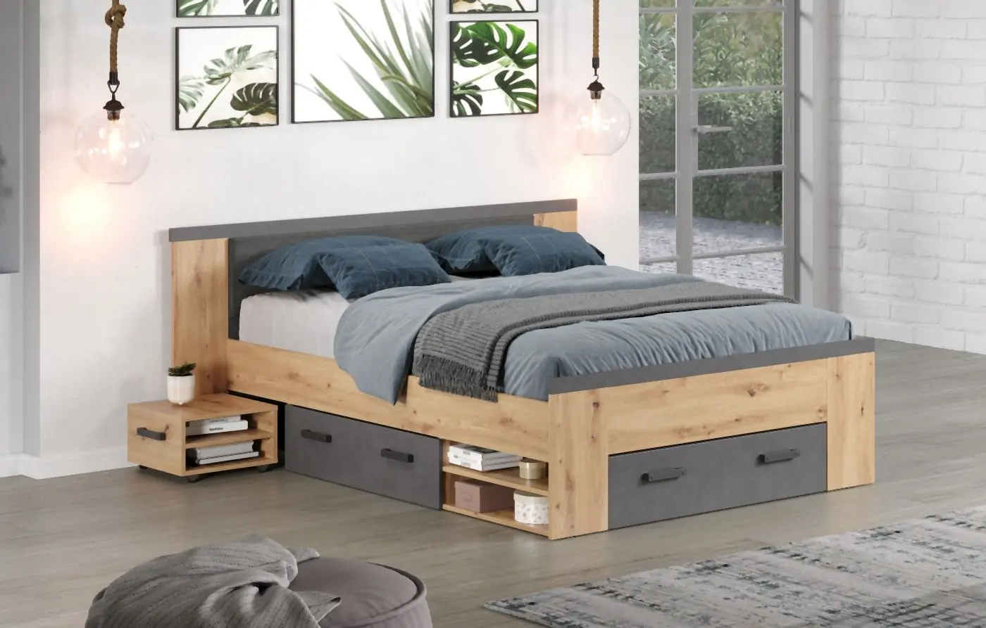 Bett Follow 180 x 200 Artisan Eiche / Matera