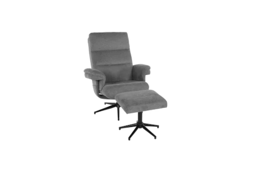 Graues Sessel in grau mit verstellbarer Rückenlehne und Hocker bei Möbel AS