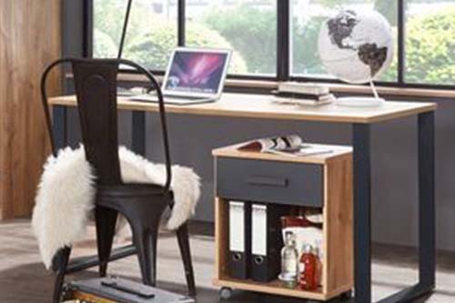 Büroschreibtisch Stuhl Hocker schwarz Holz