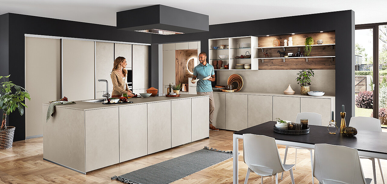 Nobilia Riva 842 Küche Beton Sand Nachbildung