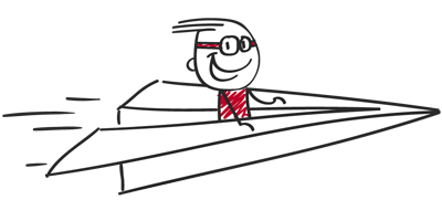 Ihr Weg zu Möbel AS- Emoji von einem Jungen auf dem Papierflieger